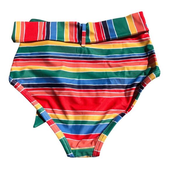 ModCloth NWT Greta Rainbow Stripe Detachable Belt High-Waisted Bikini Bottom MD - Picture 6 of 13